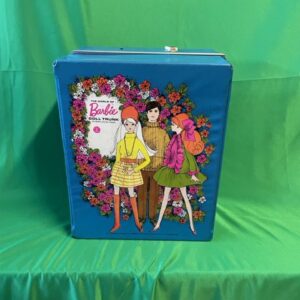A blue box with two women on it